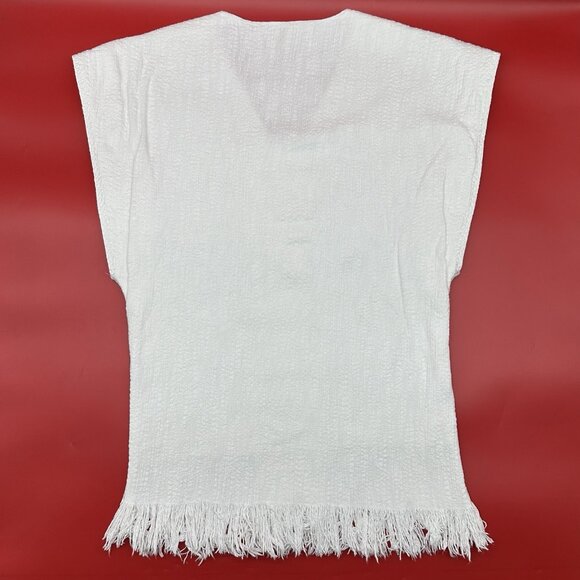 Mirth El Tule Caftan Women's Size Small Handmade Cotton Lined Fringe Mini Dress - Picture 9 of 12